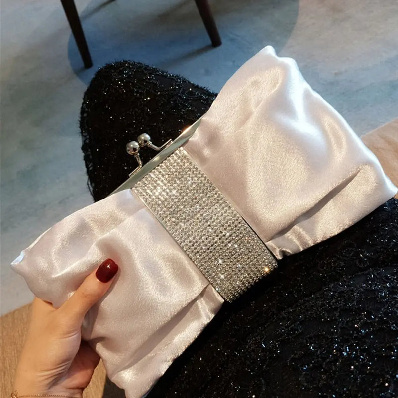 Luxury Chain Rhinestone Bow Handbag