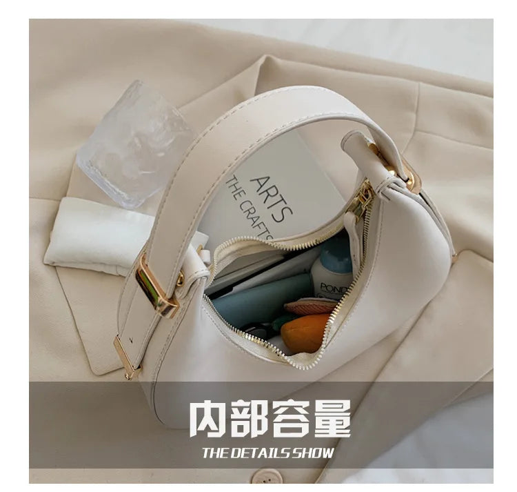 Fashion Design Tote Bag - Luxury Half Moon Hobo Bag