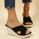 Wedge Sandals Casual Peep Toe Slip-On Platform Sandals