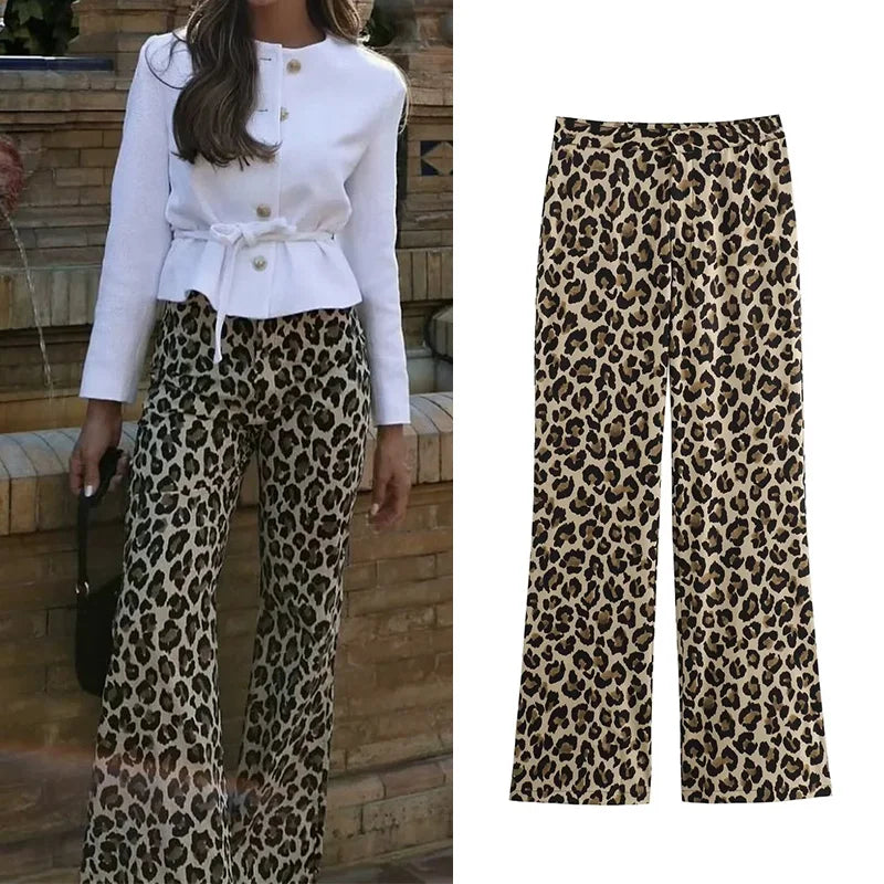 Animal Print High-Waisted Vintage Casual Baggy Pants