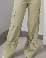 Women's Solid Color Casual Multi-Pocket Cargo Pants