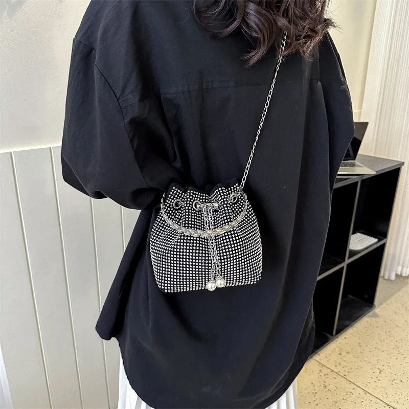 Luxury Shiny Diamond Drawstring Evening Vintage Clutch Purse