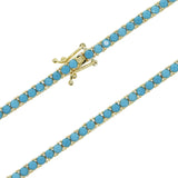 Turquoises Classic 3mm Blue Stone Tennis Charm Bangle