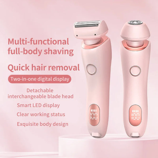 2 In 1 Electric Shaver for Women – Rechargeable, Waterproof Painless Hair Removal Trimmer