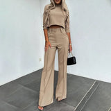 Slim Waist Wide Leg Leisure Two-Piece Set