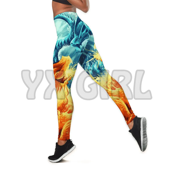 Ice And Fire Dragon Tank Top+Legging Combo