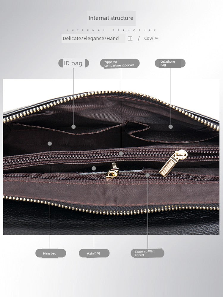 Leather Large Capacity Clutch Bag