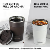 Coffee Thermos Mug 380ml Stainless Steel Leak-Proof Lid Non-Slip Car Vacuum Flask Cold Drink Travel Thermal Cup Hot Water Bottle