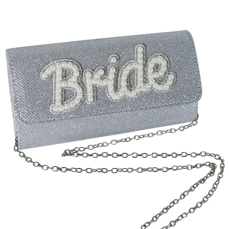 Silver Bride Glitter Bridal Clutch