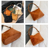 Suede Handbag - Casual Rope Buckle