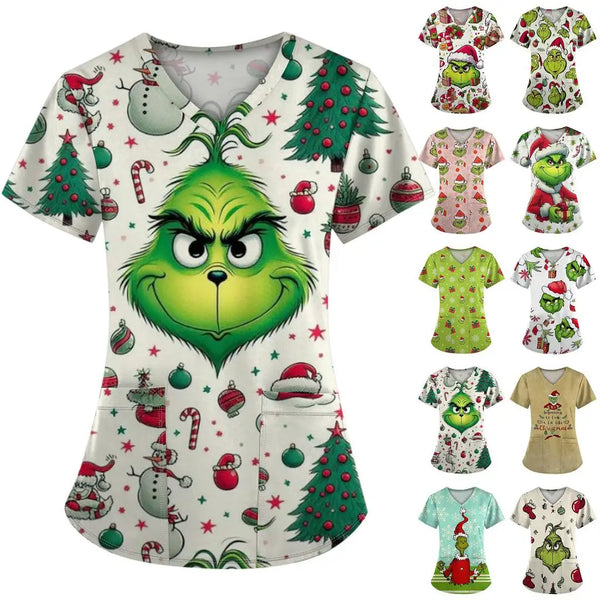 Christmas Grinch Scrub Tops