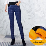 Winter Embroidery Down Cotton Slim Pencil Pants