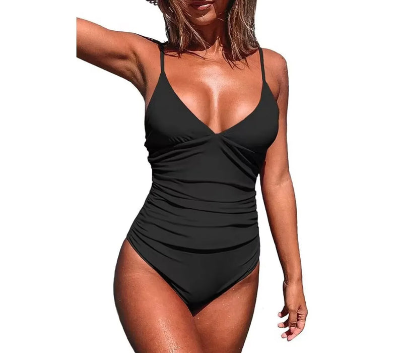 One-piece dress swimsuit - Pure color swimsuit