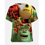 Disney's Monster Power Company Print Medical Scrub Top