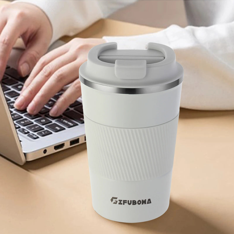 Coffee Thermos Mug 380ml Stainless Steel Leak-Proof Lid Non-Slip Car Vacuum Flask Cold Drink Travel Thermal Cup Hot Water Bottle