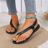 Open Toe Casual Buckle Strap Soft Bottom Flip Flops