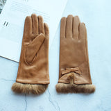 Women's Genuine Leather with Velvet Lining Fashion Driving/Riding Gloves