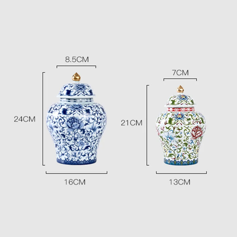 Modern Enamel Painted Flower Decorative Jar