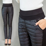 Winter Embroidery Down Cotton Slim Pencil Pants