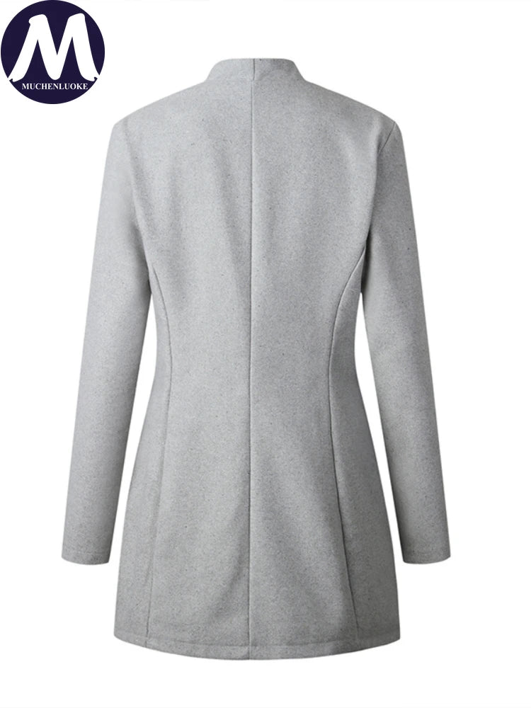 Women's Wool Blend Mid-Length Coat