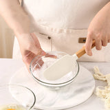 2Pcs/Set White Silicone Cream Spatula - Non-stick Pastry Blenders with Wood Handle