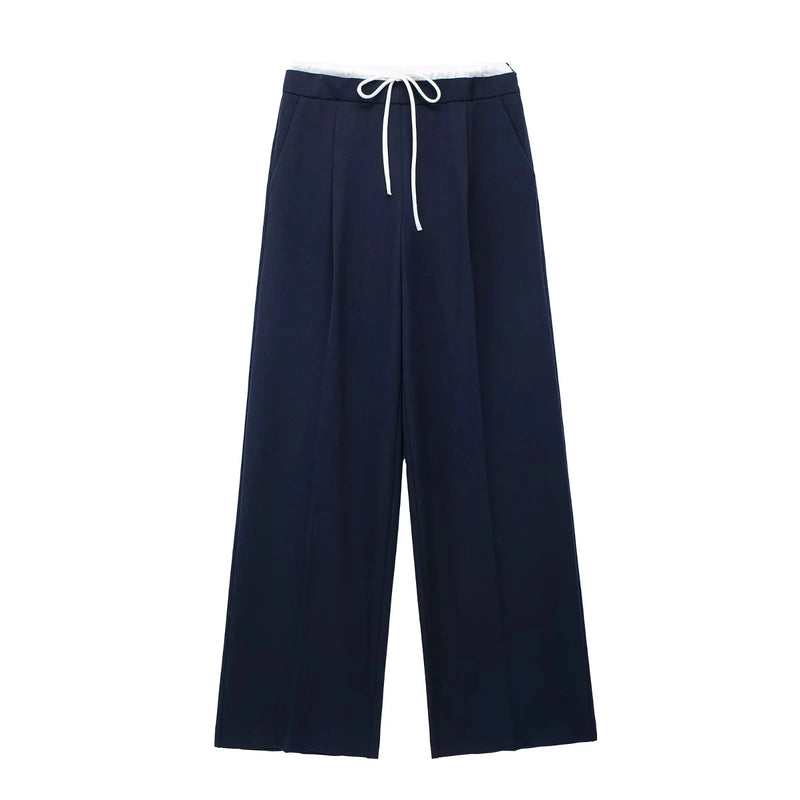 Retro Double-Waisted Loose Wide-Leg Pants