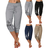 Dandelion Print - Casual Summer Cropped Pants