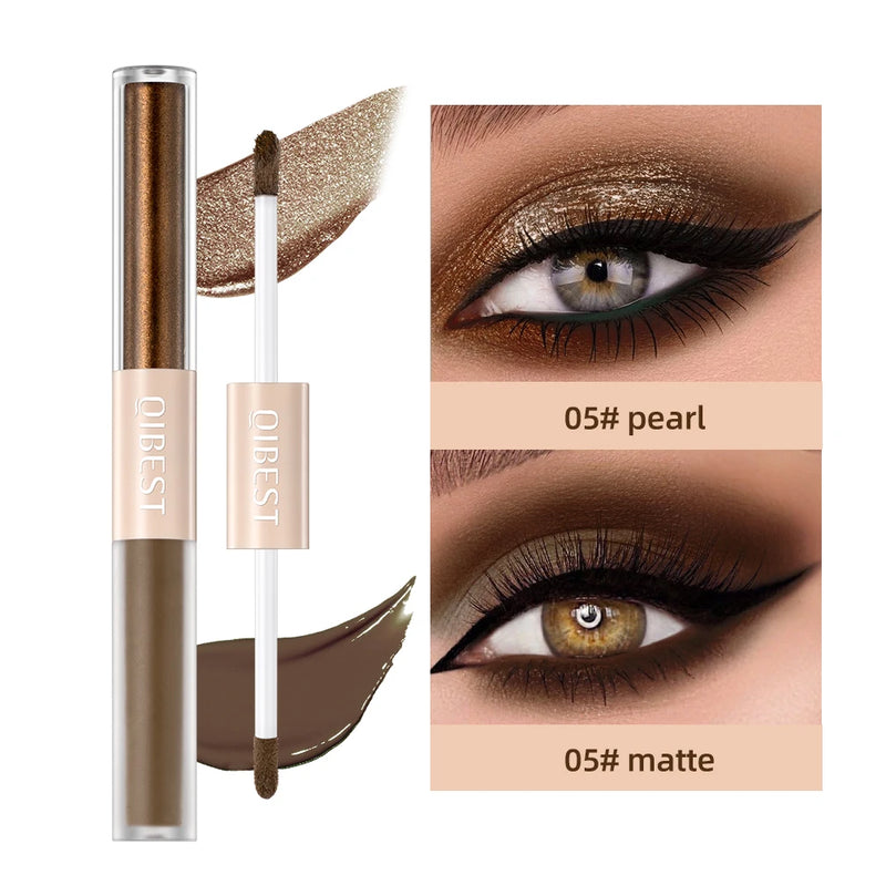 2 in 1 Pearly Matte Eyeshadow: Creamy Smooth Nude Eye Makeup & Liquid Contour Shadow Stick