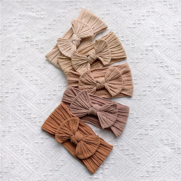 5Pcs/Set Cute Headbands: Soft Elastic Bow knit