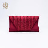 Wine Red Rhinestone Clutch Handbag