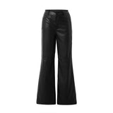 High Waist Straight Leg Slimming Leather Pants