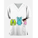 Disney's Monster Power Company Print Medical Scrub Top