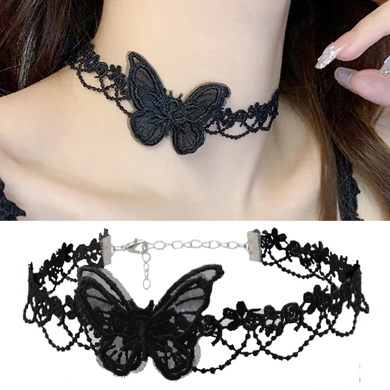 Elegant Butterfly Embroidered Necklace Short Choker