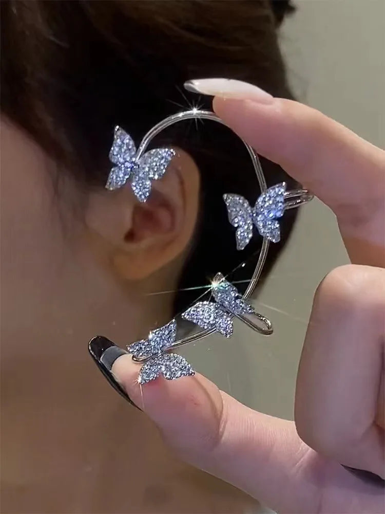 Butterfly Ear Clips Without Piercing - Sparkling Zircon Ear Cuff Clip