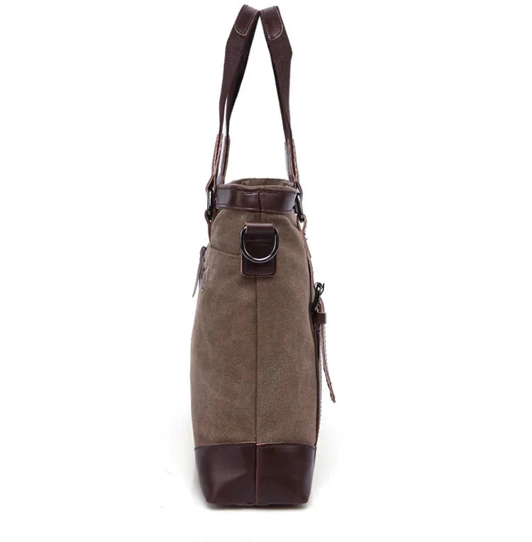 Khaki Casual Vintage Men's Canvas Travel Bag