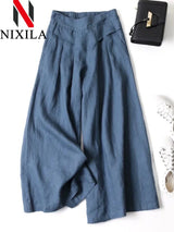 Cotton Linen Wide-Leg Pants