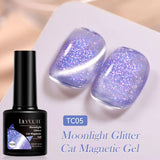 3 IN 1 Platinum Rose Gold Magnetic Gel Nail Polish - Moonlight Magnetic Gel Varnish with Glitter