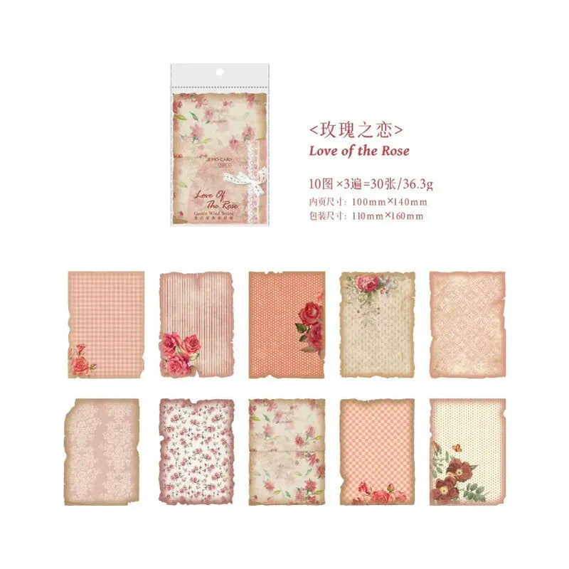 30pcs/pack Gentle Wind Series Retro Dyeing Journal Paper