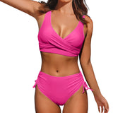 Split Swimsuit - Drawstring Bandage Bikini Set