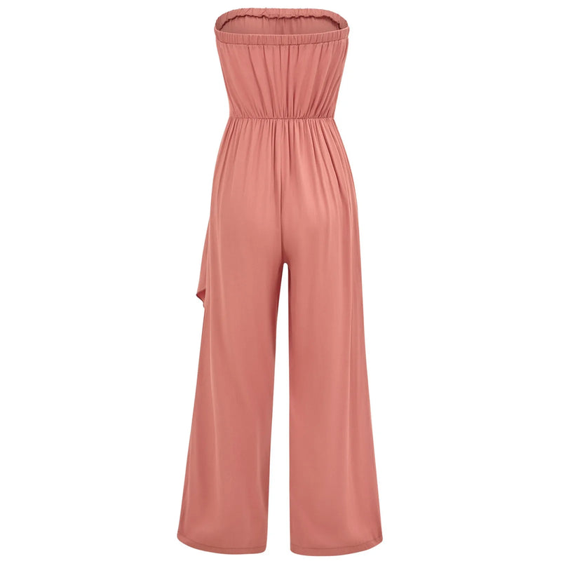 Tube Top Waist Tie Slim Fit Jumpsuit