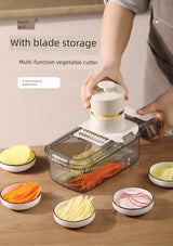 Beige Kitchen Vegetable Shredder and Chopper with Drain Box