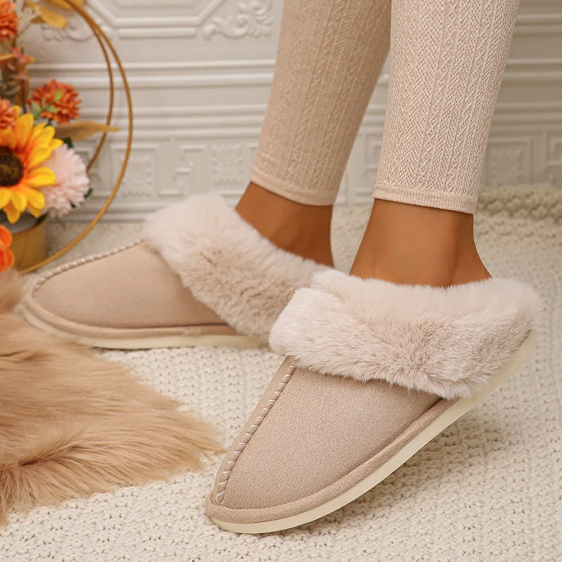 Faux Fur Thicken Plush Winter Home Slippers