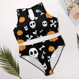 Skulls Bones And Pumpkins Bikini Swimsuit