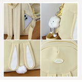 Durable Canvas Backpack with Cute Rabbit Ear Design