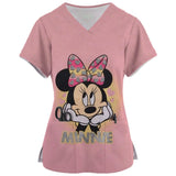 Disney Mickey or Stitch Print Medical Scrub Tops