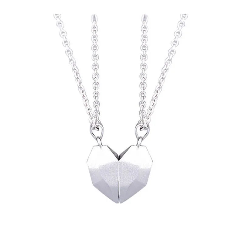 2PC/Set Fashion Magnet Necklace for Couple - Stainless Steel Heart Pendant