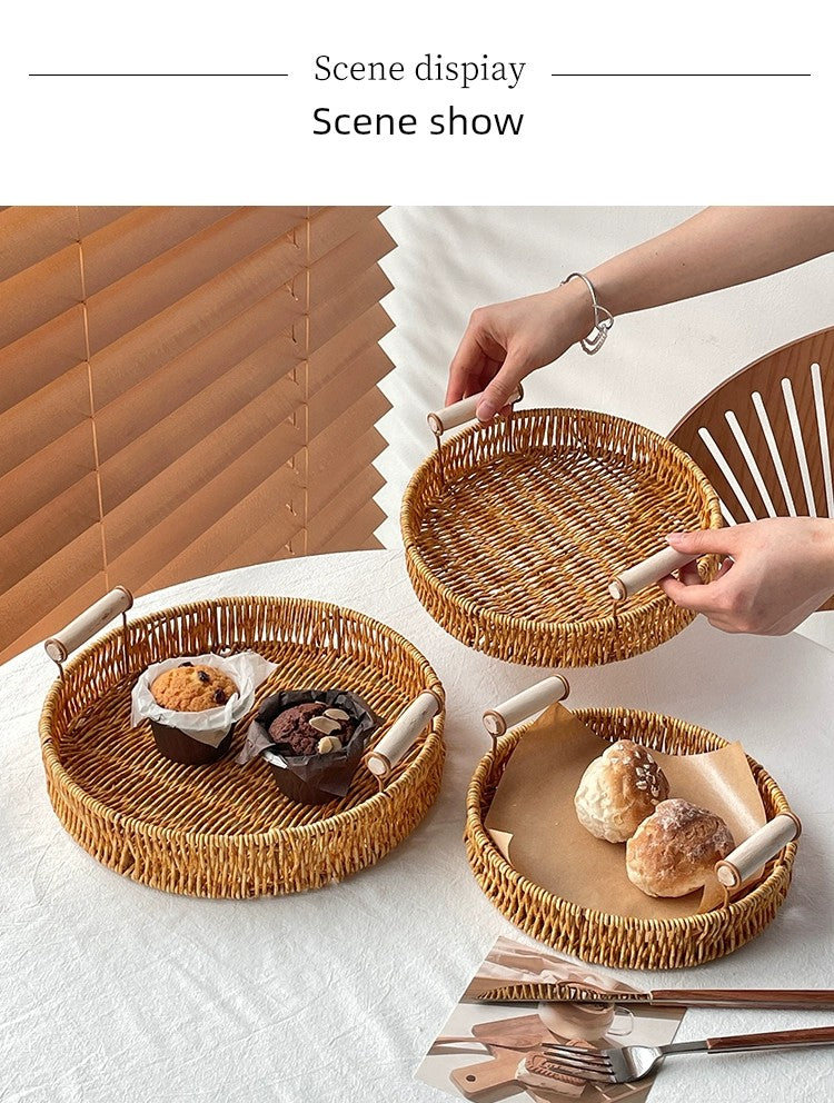 Afternoon Tea Dessert Cake Rattan Basket Fruit Plate