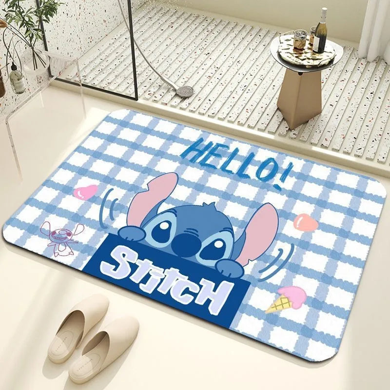 MINISO Disney Stitch Bath Mat Super Absorbent Toilet Bathroom Carpet Non Slip Kitchen Rug Home Indoor Room Decoration Doormats