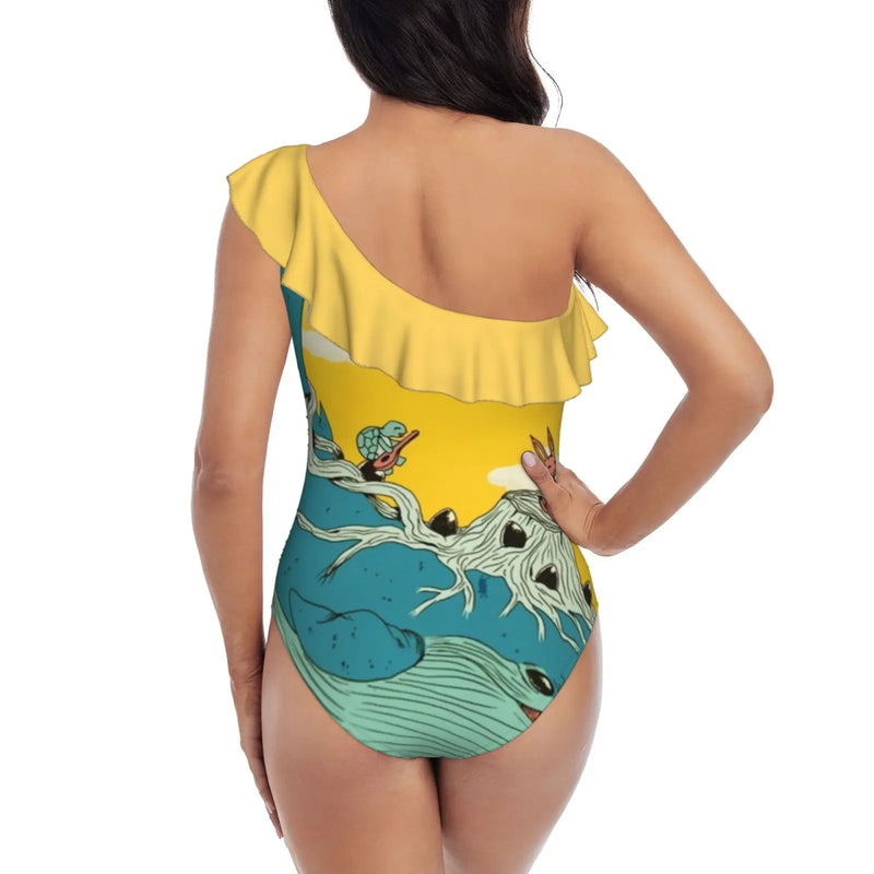 100 Leagues Black Mesh Swimsuit - One Piece Backless Swimwear