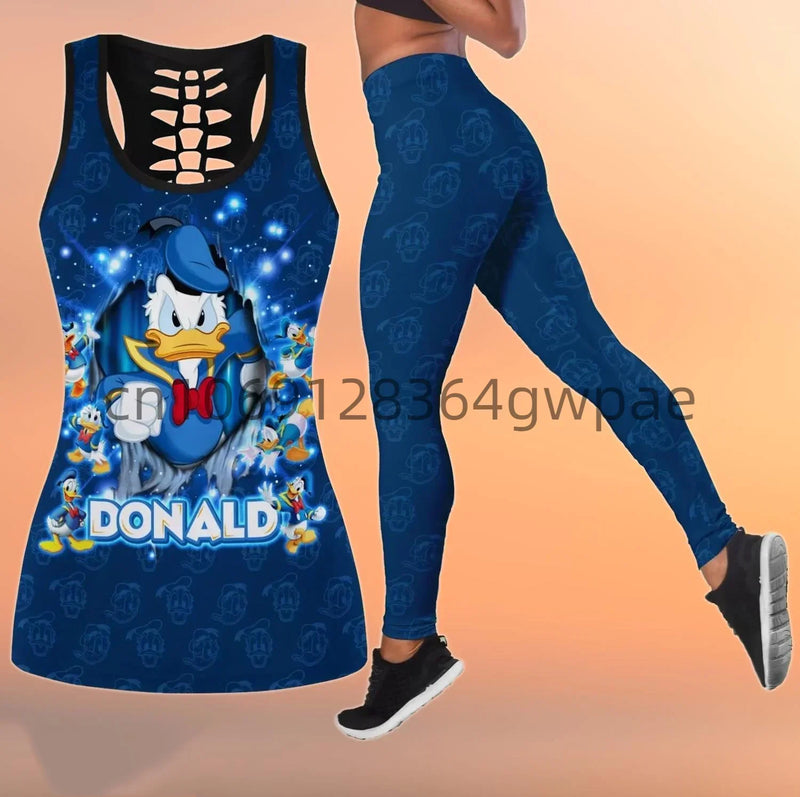 Disney Donald Duck Cutout Tank Top Leggings Yoga Set